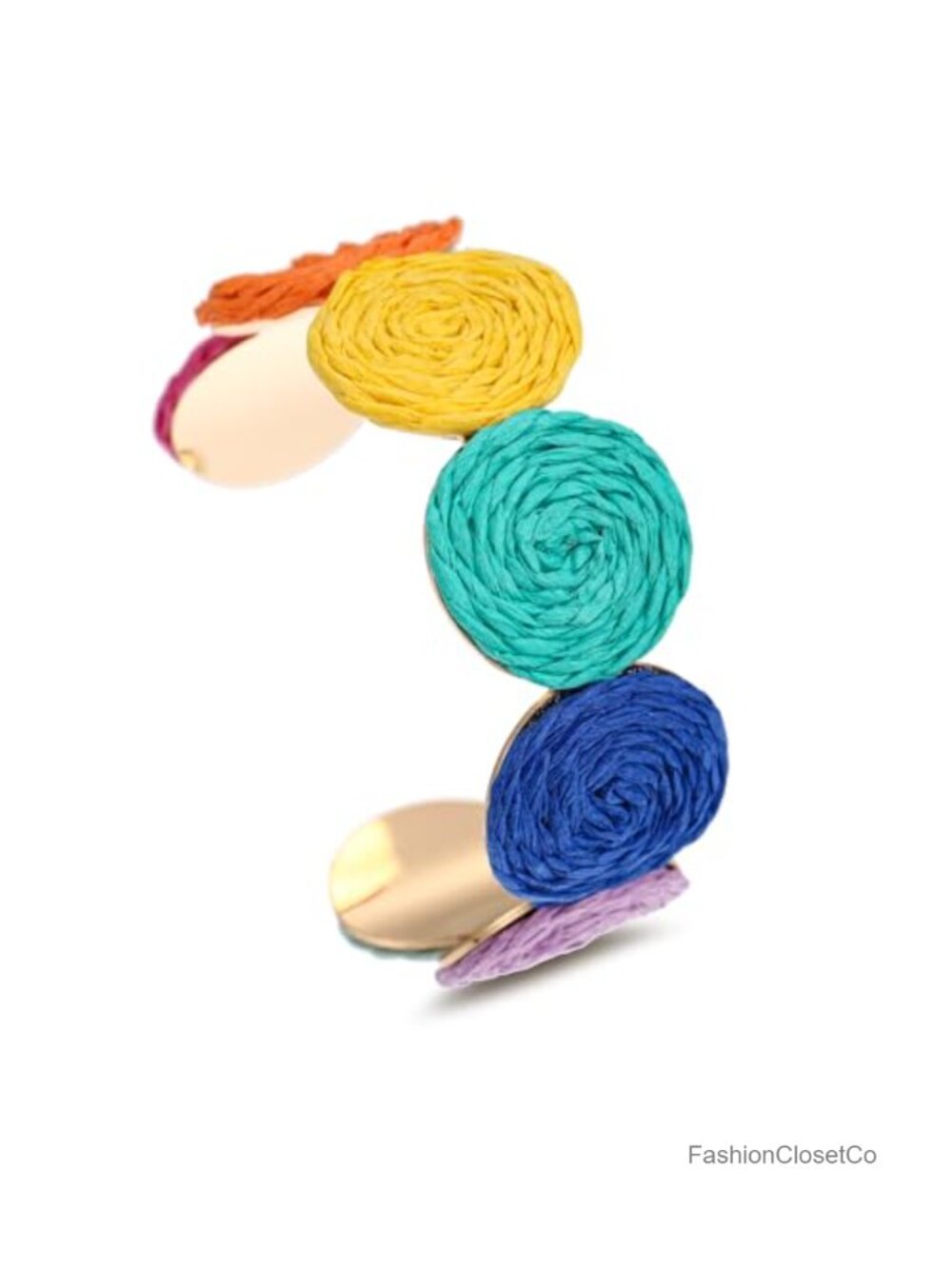 Raffia Multiple Circles Cuff Bracelet Adjustable Handmade Bangle